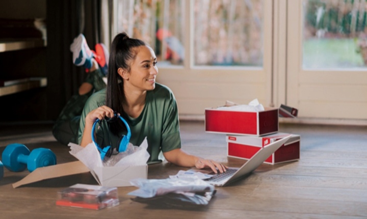 Happy customer with packages